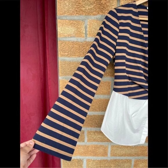 DEREK LAM 10 CROSBY Stripe Wrap Top with Poplin Shirting Combo size 4 - Picture 7 of 12